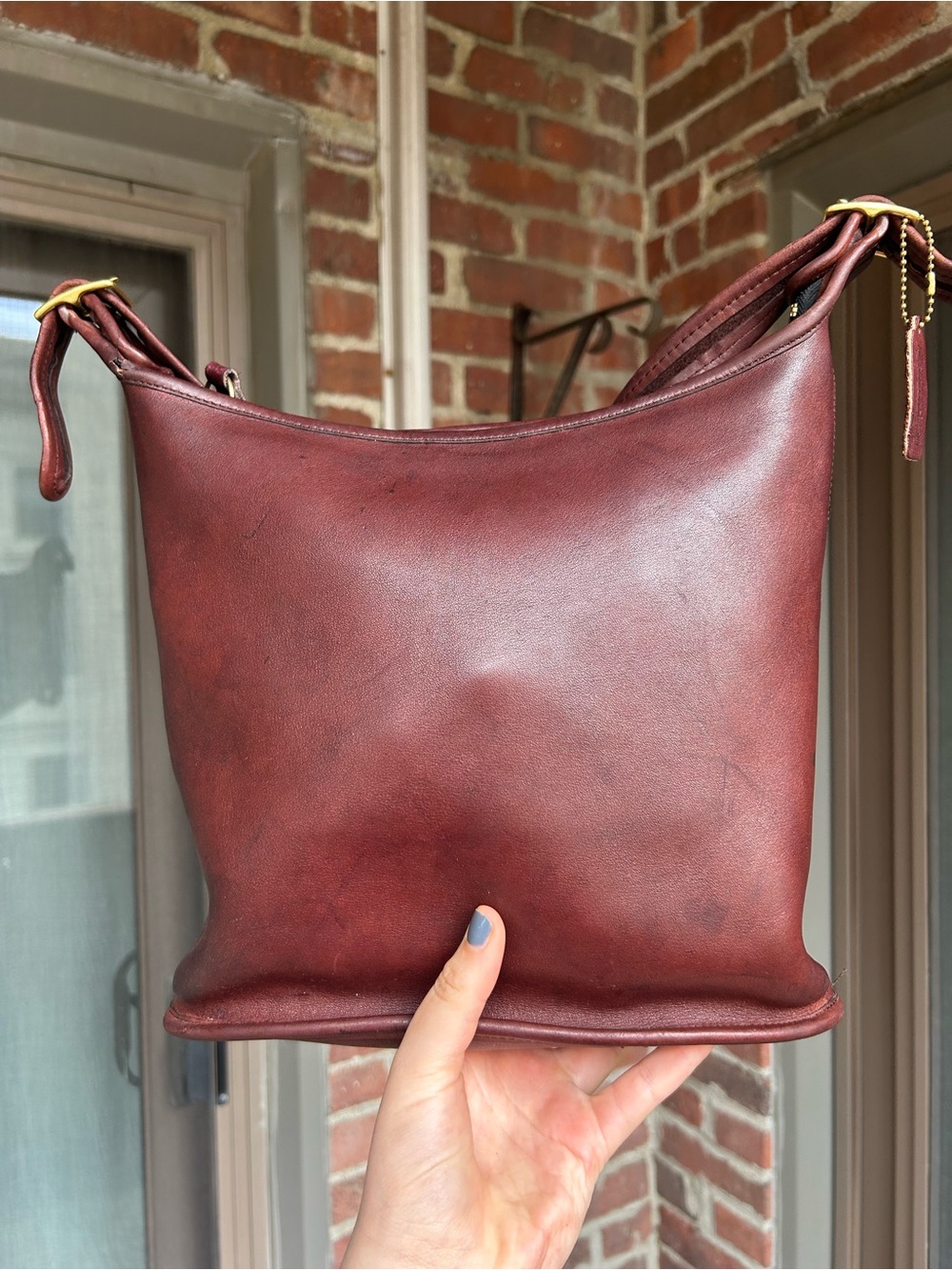 Vintage coach NYC slim duffel 9730 burgundy leather retro 80s purse y2k leather - Picture 10 of 10
